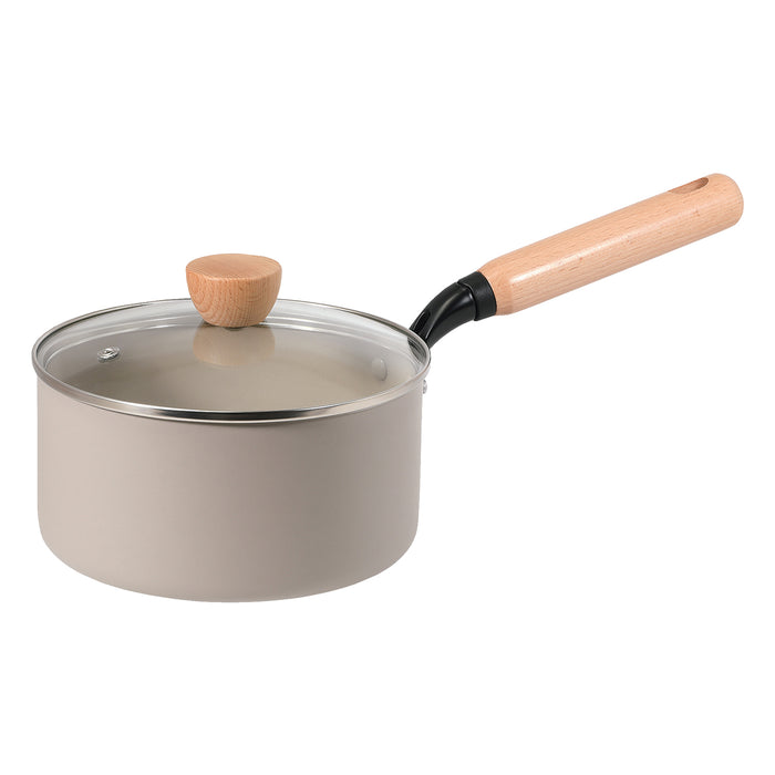 スプル ふっ素加工IH対応ガラス蓋付木柄深型片手鍋18cm — PEARL LIFE