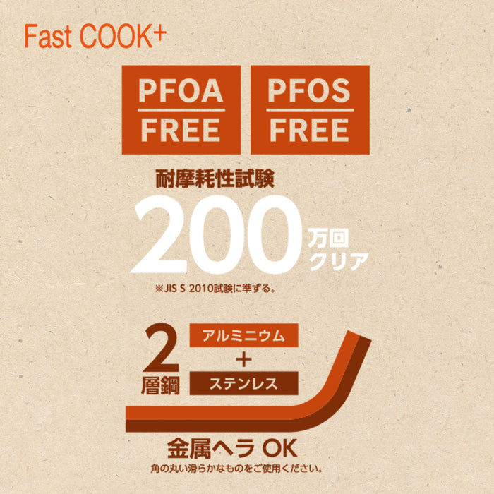 ファストクック+ 2層鋼ダイヤモンドコート木柄フライパン26cm