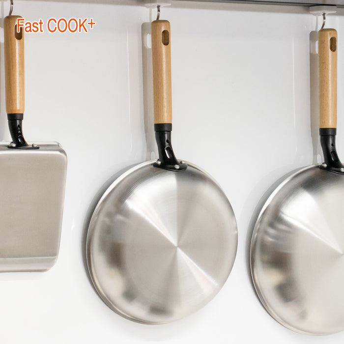 ファストクック+ 2層鋼ダイヤモンドコート木柄フライパン24cm