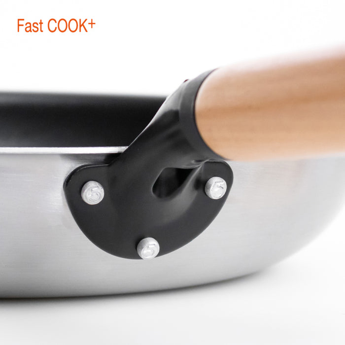 ファストクック+ 2層鋼ダイヤモンドコート木柄フライパン26cm