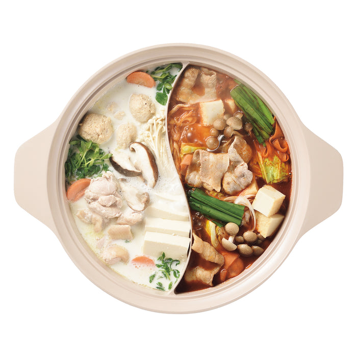 フィオーレ セラミック加工IH対応ガラス蓋付二食鍋28cm