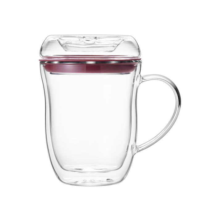 ガラス製蓋付ダブルウォールマグカップ250ml