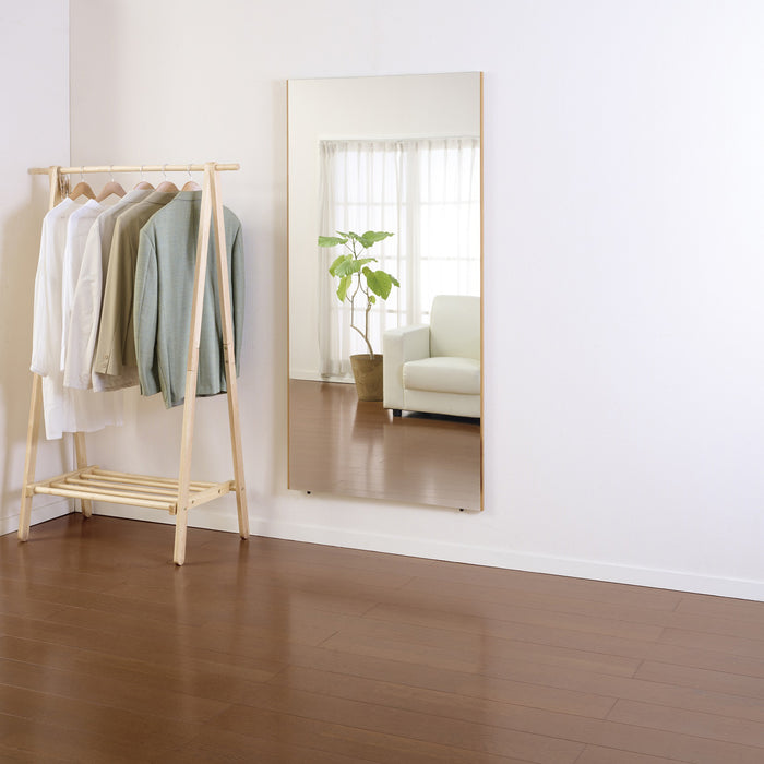 軽くて割れない壁掛けミラーⅡ　木目調ナチュラル　30×90