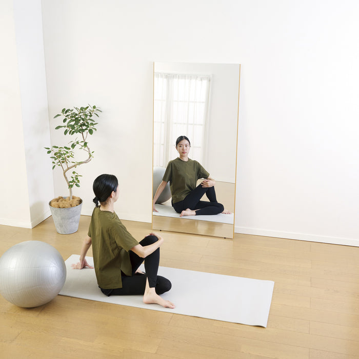 軽くて割れない壁掛けミラーⅡ　木目調ナチュラル　80×160