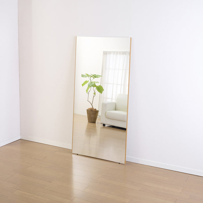 軽くて割れない壁掛けミラーⅡ　木目調ナチュラル　80×160