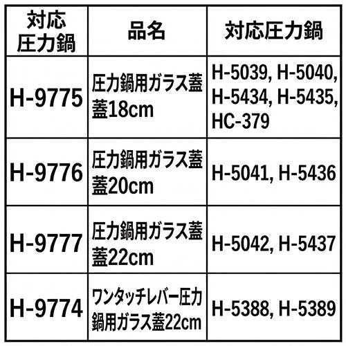 圧力鍋用ガラス蓋22cm